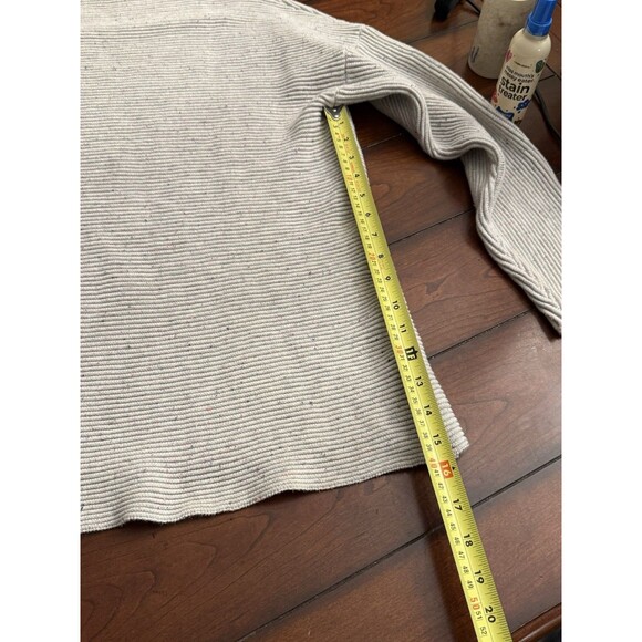 French Connection Ribbed Gray Sweater Neon Threads Accents Size L Oversized - Picture 7 of 11